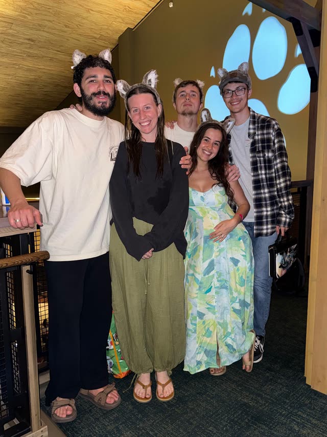 Andrew and Hailey standing with three friends after a shared outing
