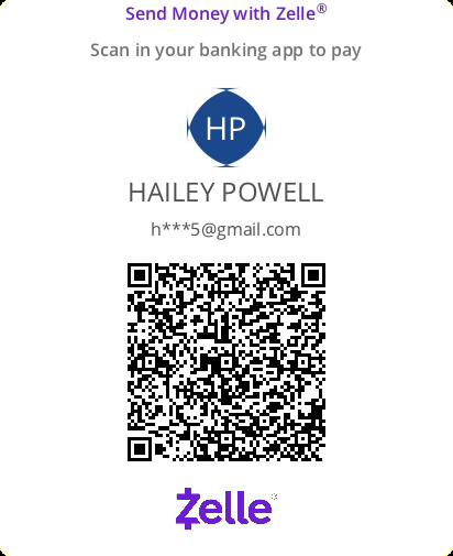 Zelle QR code to send a gift to Hailey Powell